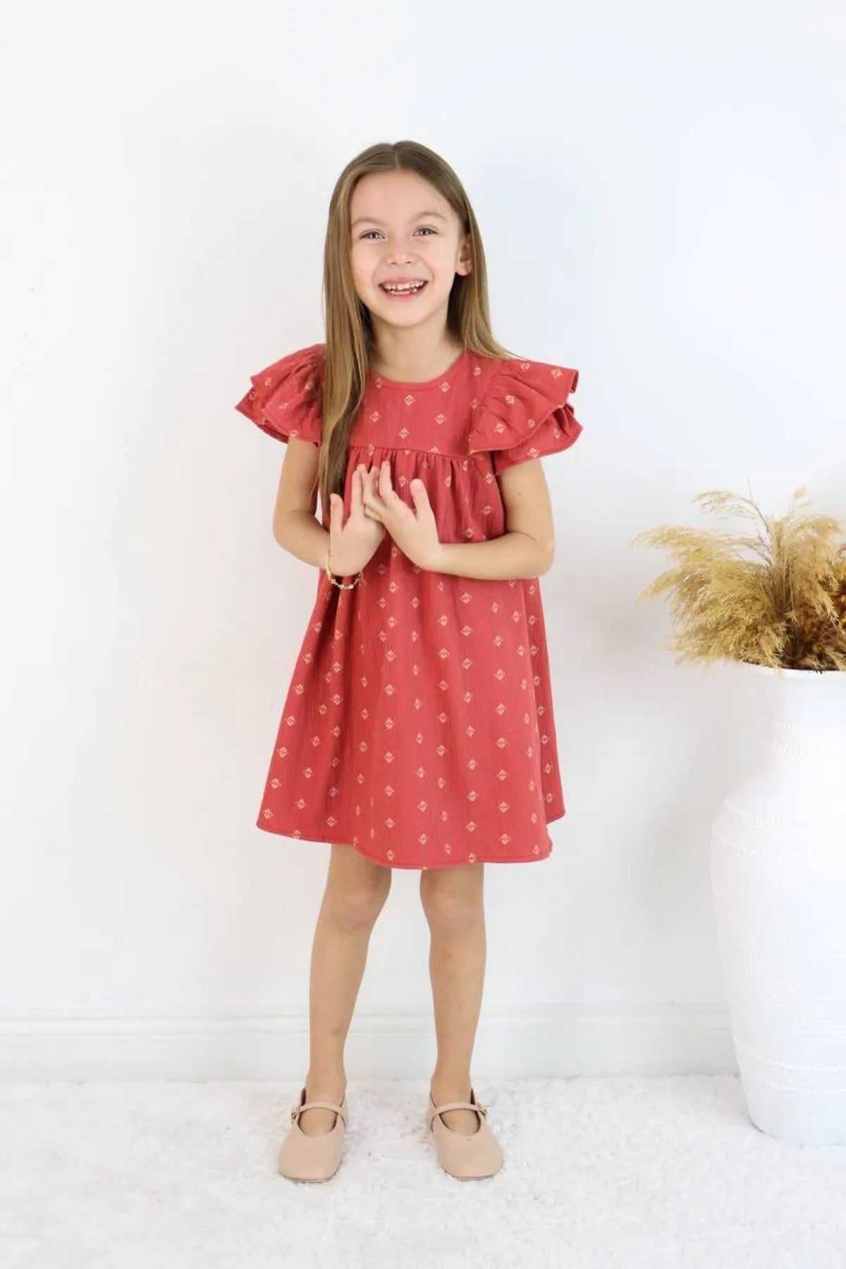 BBK - 267 Kirmizi Pamuklu Elbise - BloomBabyKids