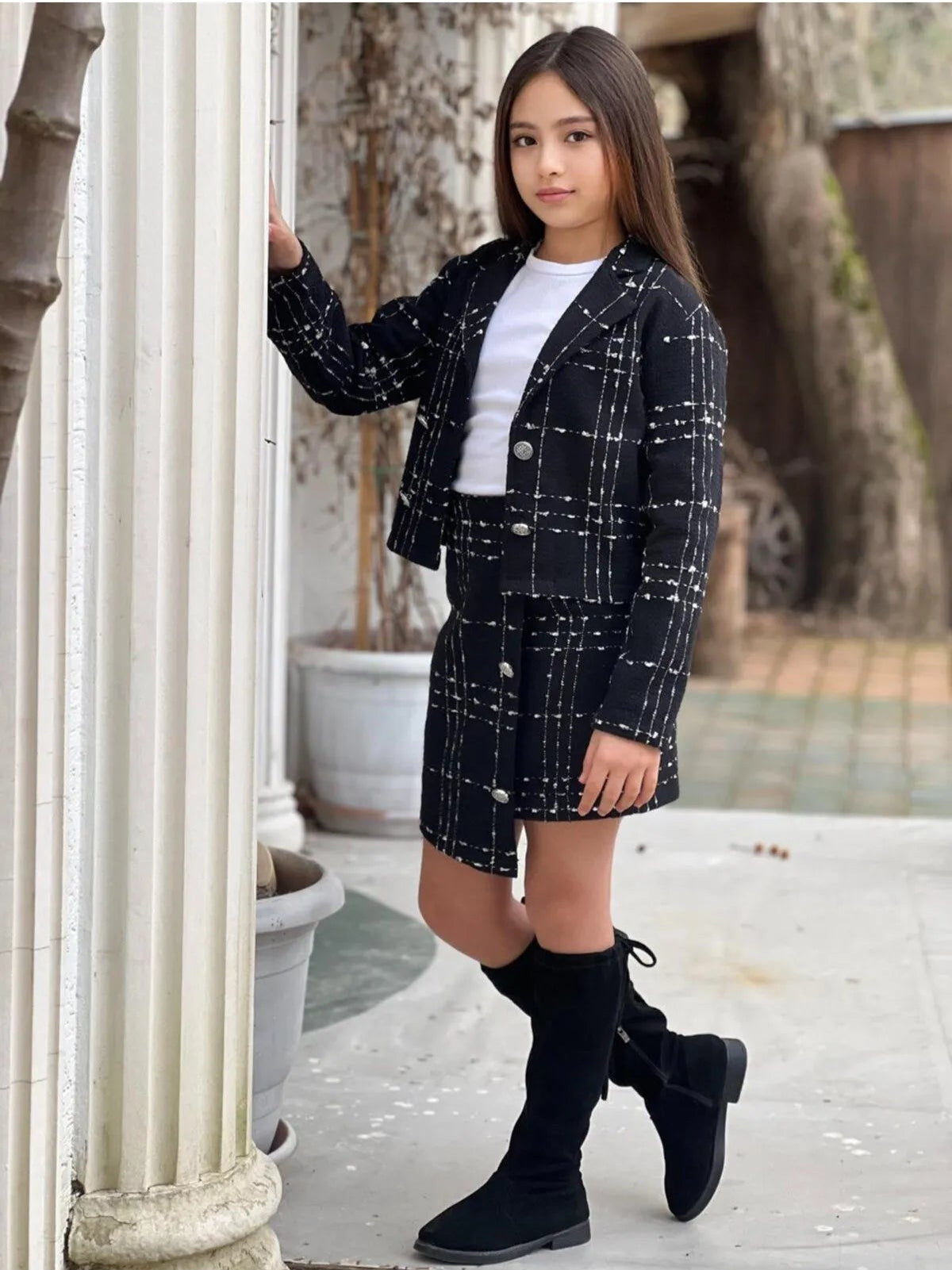 Ceket - Etek Kareli Kiz Cocuk Takim - Mağazam
