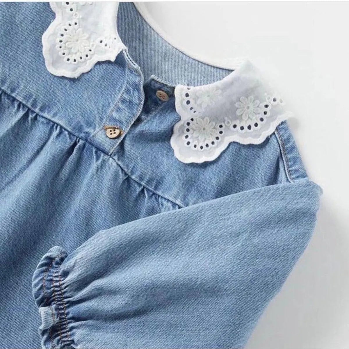 Denim Bebe Yaka Kiz Cocuk Elbise - Mağazam