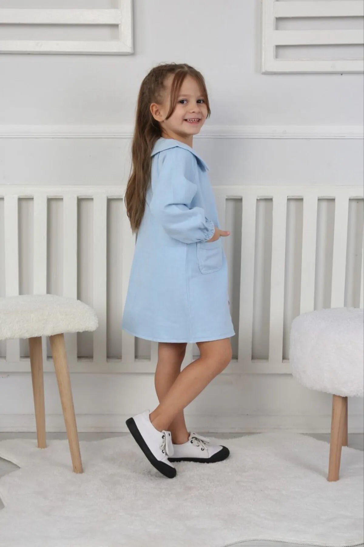 Rainbow Denim Kiz Cocuk Elbise - Mağazam