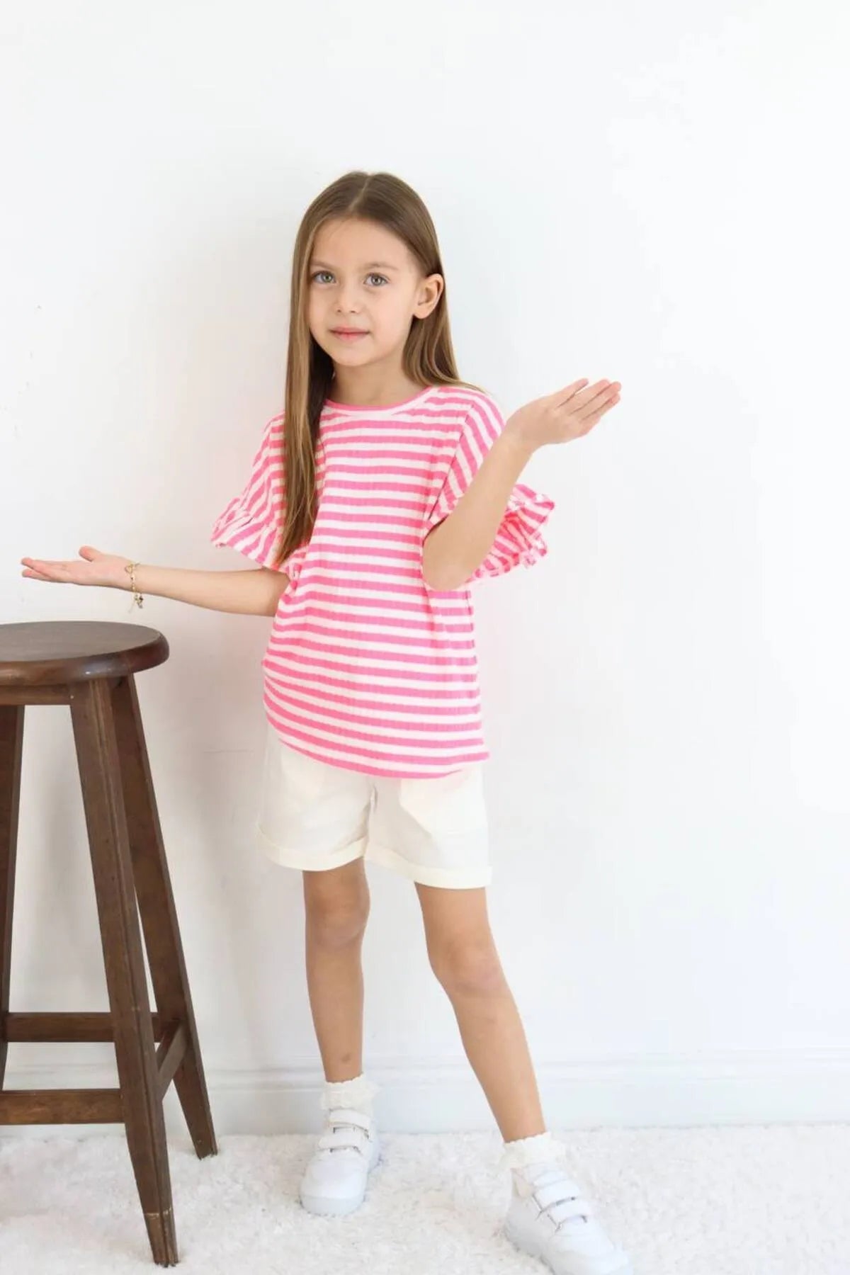 BBK - 262 Dokuma Pembe Cizgili Takim - BloomBabyKids
