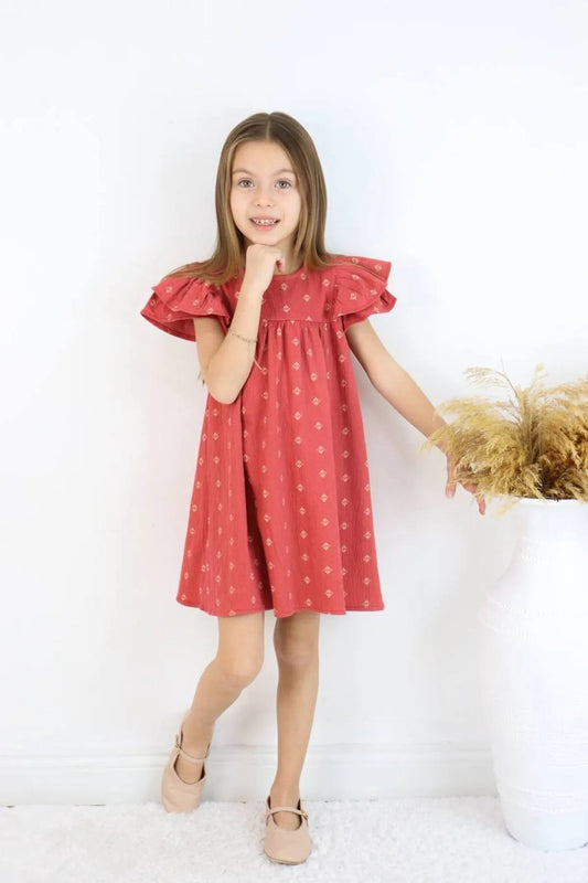 BBK - 267 Kirmizi Pamuklu Elbise - BloomBabyKids