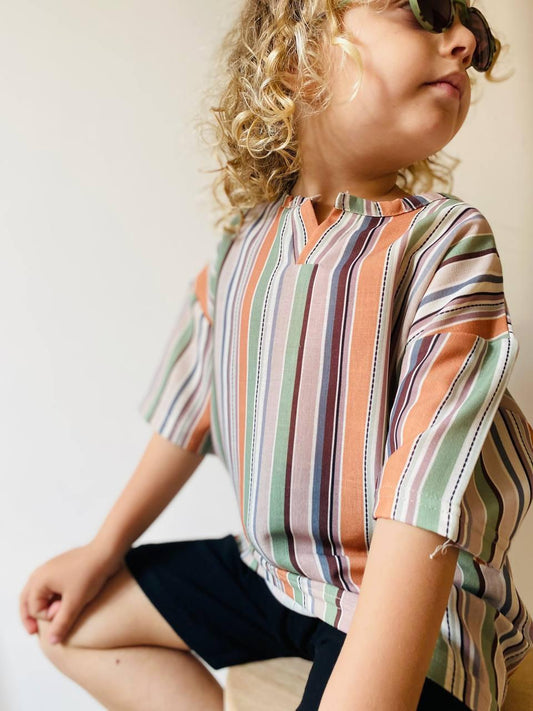Çizgili Desen Müslin Keten Şort Takım - BloomBabyKids