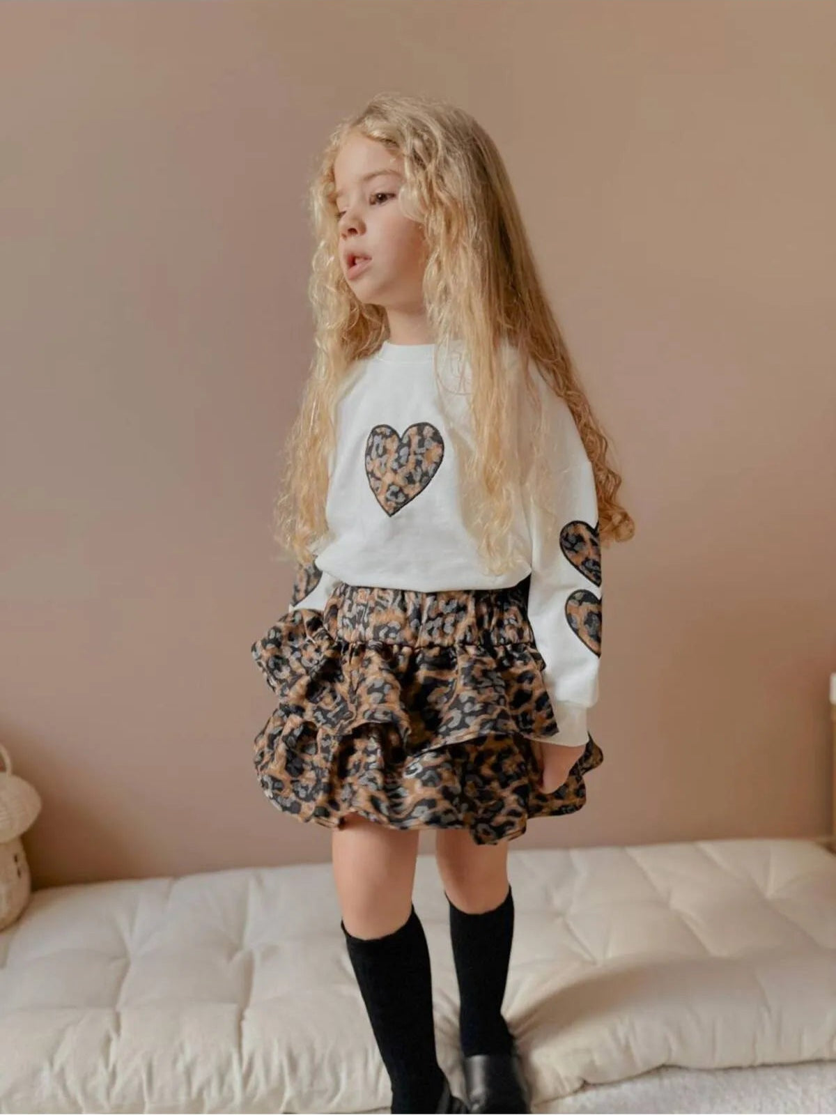 Leopar Etekli Kiz Cocuk Takim - BloomBabyKids